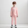 Boys Plaid Spring Summer Set Set Enfant Gentleman Piano Host Performance Performance Pographie Costume Kids Blazer Pants Bowtie tenue 240401