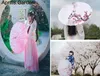 Umbrella de papel de óleo Mulheres transparentes japoneses flores de cerejeira