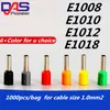 1000pcs E1006 E1008 E1010 E1012 E1018 Tubos aislantes Terminales aislados 1.0² Cable de cable Conector terminal de enjuague aislante