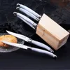 6pcs Black Laguiole Steak Knives Set in Wood Drawer White Handles Dinner Knives Rainbow Tableware set Restaurant Household Bar