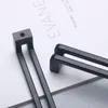 Aobt neue chinesische Doppelgriff Tür Zinklegierung gebürstete matte schwarze Hohlhandbuch Bücherregal Schubladengriffknöpfe Griff Hardware