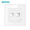 SRAN telephone and internet socket Crystal Tempered glass panel 86*86mm CAT5 Data RJ45 with RJ11 Electrical outlets