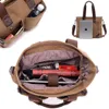 Canvas Men Men Sumbag 14 -дюймовый портфель ноутбук Винтаж сплошной сумки для плеча большой емкость Business Retro Messenger сумки 240410