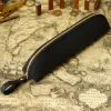 Echte lederen ritssluiting Potloodkas vergroten capaciteit penzak vintage retro cowhide pen case student stationery opslagpendoos