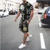 Contuillés masculins D Les ensembles de survêtement de cou rond décontracté imprimées Summer T-shirts Shorts 2 pièces costumes de mode Vêtements de rue de luxe