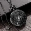 Pocket Watches Steampunk Copper Vintage Hollow Gear Hollow Quartz Pocket Necklace Pendant Clock Chain Mens Chain Gift Y240410