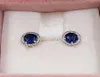 Blue Round Sparkle Stud Earrings Authentic 925 Sterling Silver Studs Passar European Style Studs Jewelry Andy Jewel 296272C017640918