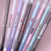 12PCS Creative Stationery Black Ink Gel Pen Starry Sky Flower Pink Kawaii Style Fountain Supplies Plastic Material 0.5 Mm