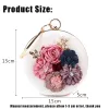 2022 Women Evening Day Dinner Bag Handmade Flowers Pearl Round Shaped Clutches Lady Handbag Wedding Purse Chain Shoulder Bags