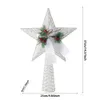 Glitter Christmas Tree Topper Adornos de estrellas de cinco puntas de Navidad Pine Cone Pentagram Topper Decor NaviDad Año Nuevo