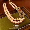 French Diamond Studded Bow Pearl Necklace Set, Light and High-end, Collarbone Chain Exaggerated Personality Jewelry for Women