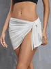 Strandkjol sjal sexig bikini topp tassel boll halv nät bur chiffong kropp wrap