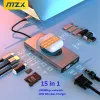 Hubs MZX 15 14 13 em 1 USB Hub tipo C 3 0 Docking Splitter Extensor 3.0 2.0 Adaptador 10W Carregador sem fio TIPO Dock para laptop