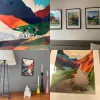 Bicycle moderne Cycling Art Print affiche colorée cyclisme haut dans les montagnes toile peinture cyclisme art mural décor de salle à domicile