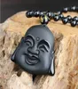 DJ Jewelry 100 Natural Black Obsidian Caring Maitreya Buddha Head Pendant Women Men039s Lucky Amulet Jewelry Pendants с BE1835888