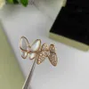 Resigner di marchio Vancefe di fascia alta Rings per donne alla moda giapponese e coreano Fritillaria White Butterfly Diamond Ring Diamond Brand Logo Designer Jewelry