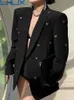 女性のスーツブレザーljhljxファッション女性ブレザーノッチ付きカラー長袖シングルボタン3dラブリベットデコレーションスーツジャケットスプリングニューアフ