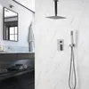 Bath Bathroom Shower Set Solid Brass Brushed Gold Head Rainfall Hand 2 Way Faucet Ceiling Arm Hot And Cold Mixer Diverter Grey