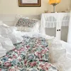 Bedding Define Luxury vintage French Rose Flowers Prind Lace Ruffles Conjunto de cover de algodão egípcio lençóis de cama e fronhas