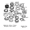 Cluster ringen boho 22 stukken ingesteld voor vrouwen zwarte verf coating vlinder hart geometrische ketting uitgehold ring mode sieraden cadeau