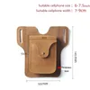 Echte lederen mobiele taille tas voor mannen mannelijke vintage draagbare EDC tactische mobiele telefoon cover case houder riemzakken portemonnee