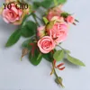 Yo cho artificiell blomma 5 huvud silke rose diy blommor arrangemang långa stam falska rosedekor bröllop vägg flicka hem fest dekor