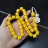 Strand Tasbih 33黄色い樹脂ビーズとスターリングシルバーカザズトルコのミスバハイスラムジュエリーロザリオアラビアファッションブレスレット