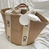 Raffias raffias paglia tote secchio designer spiaggia sacchetti da donna legnose borse da frizione in tema