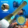 ASAFEE DX9 100m Flashlight di immersione profonda XM-L2/T6 LED da 8000LM Interruttore magnetico IPX8 Torcia immersione impermeabile Torcia gialla/bianca Modalità 3