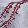 2 Meters Burgundy Embroidered Net Lace Fabric Trim Ribbons DIY Sewing Handmade Craft Materials