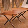 Camp Furniture Outdoor Beech Folding Table Camping Portable Solid Wood Egg Rolls Picnic BBQ