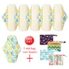 6+1Sets Reusable Bamboo Charcoal Sanitary Pads Washable Organic Pads Health Feminine Hygiene Menstrual Cloth Pads 25*7cm