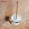 Salle de bain Blanc White en aluminium Brosse de toilette Brusque avec étagère Mur Moup de toilette Porte-bronze Bronze Accessoires de salle de bain