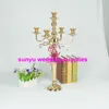 60 cm höga ljushållare 5-arms metallguld/ silver Candelabras Crystal Candlesticks för bröllopshändelsens centrum Senyu0010