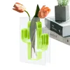 Вазы кактус в форме вазы искусство цветочная гидропоника плантаторы домашний рабочий стол декор акриловый растение контейнеры творческие подарки на день рождения подарки