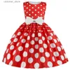 Girl's jurken Zomermeisjes Rose printjurk Princess Bruiloft Verjaardagsfeestje Frocks Satin Children vestidos jurken voor meisje kerstkleding L47