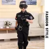 Bambini della polizia stradale poliziotto Cosplay costumi poliziotti uniformi ragazze gonfie pieghettate della gonna studente team Halloween Party Performance