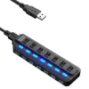 Hubs USB Hub 3.0 Hub USB 3 0 Multi USB Splitter USB 3 HAB Используйте адаптер питания USB 2.0 HUB 7 PORT с аксессуарами для компьютера Switch