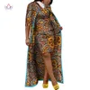 BRW Autumn African Skirt Sets for Women Dashiki XLong Coat and Africa Clothing Bazin Plus Size WY3400 240319