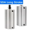 SDA32/40/50/63mm Bore 110 120 125 130 140 150mm Lang Stroke Duplo Pistão Compacto de Cilindro Pneumático de Ação Pneumática