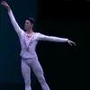 Man Man White Ballet Tunik Kurtki Kurtka Prince Profesjonalna klasyczna balet Man Man Dance Costume
