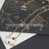 High-end merk ketting hart parel diamant dubbele letter hangers ontwerper kettingen kettingen choker mannen dames vakantie feest geschenken koperen sieraden