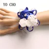 Yo Cho High Quality Real Touch Rose Rose Corsage Bridesmaid Sisters Flowers Hand Flowers Artificial Bride Flowers Party Decor