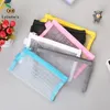 1 Piece Lytwtw's Creative Mesh Transparent Cute Square/Oval Portable Pen Pencil Pouch Bag School Office Supplies Stationery Case