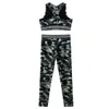 Roupa de tracksuit para meninas, tanques impressos de camuflagem, top de colheita e calças de leggings, roupas esportivas infantis, ternos de ginástica, tops de sutiã