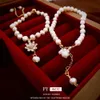 Real Gold Electroplated Baroque Pearl Zircon Flower French Bracelet Light and High Grade Hand Decoration