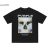 Designer Men's Short Sleeve Street Fashion 2024 Summer New Fashionable Los Angeles Street Fashion Brand Purple Cool Print Skull Short Sleeve T-shirt for Men