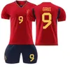 Soccer Jerseys 2223 Espagne Home Red 9 Gavi 7 Morata 10 Pedri World Cup Football Kit