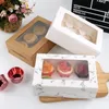 10pcs cupcakes biscoitos de muffin kraft conveniente prático elegante e elegante caixa de embalagem contêiner com papelão