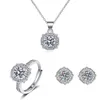 Elegant Lab Diamond Jewelry Set 925 Sterling Silver Party Wedding Rings oorbellen ketting voor vrouwen beloven Moissanite Jewelry2770